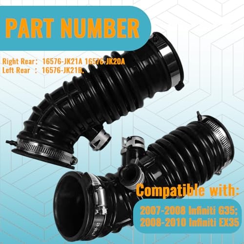 Right Left Rear Engine Air Intake Hose, Compatible with Infiniti G35 L+R Rear