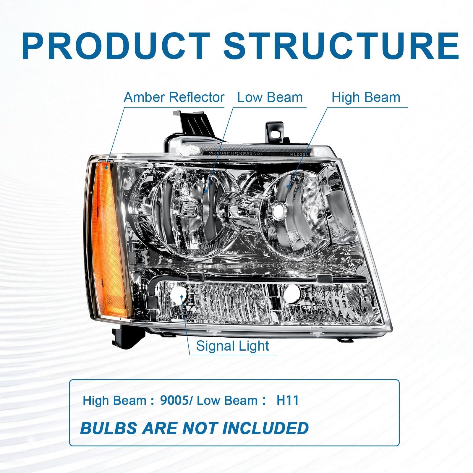 Headlights for 2007-2013 Chevy Tahoe Avalanche Suburban 1500 2500 Chrome Hous…