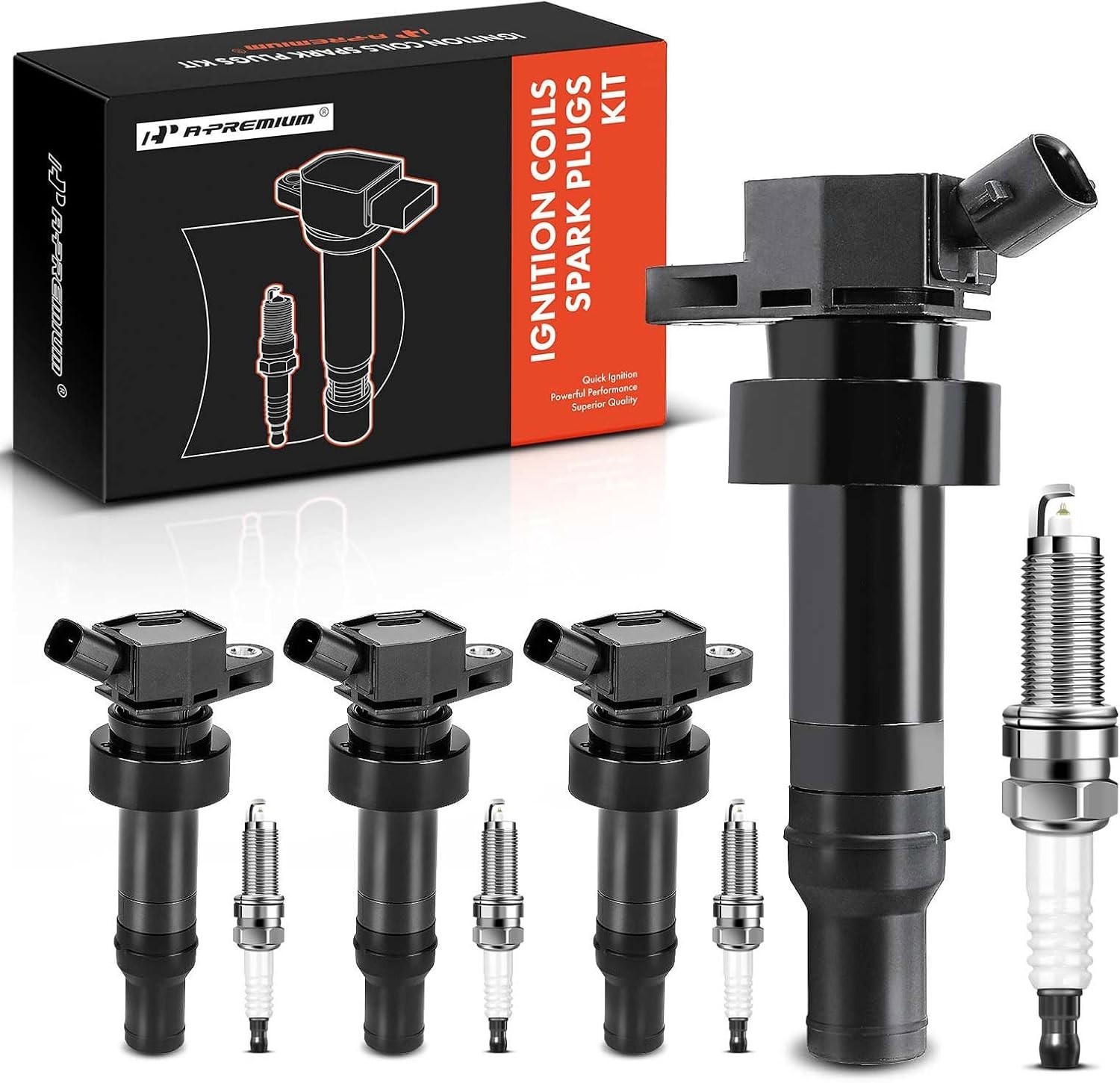 Complete Pack of 6 APM Set of 4 Ignition Coil Pack (2-pin) and Iridium