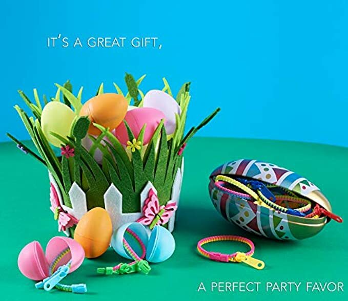 UpBrands 144 Easter Basket Stuffers 7 1/2″ Zipper Bracelets Fidget Toys, Pinata