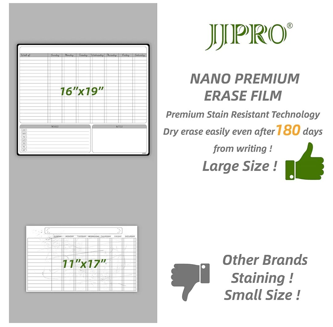 JJPRO Magnetic Dry Erase Chore Chart for Multiple Kids and Adults:Large L1