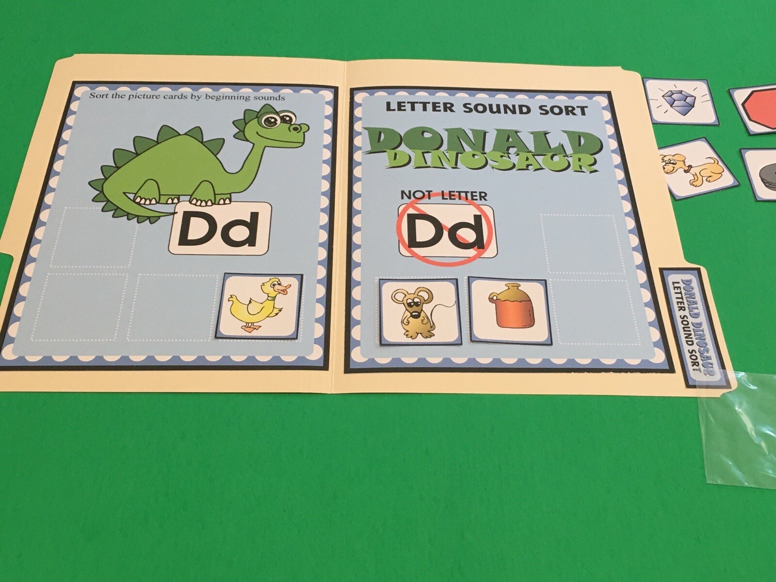 Donald Dinosaur – Letter Dd – DIY File Folder game – Printed / Uncut