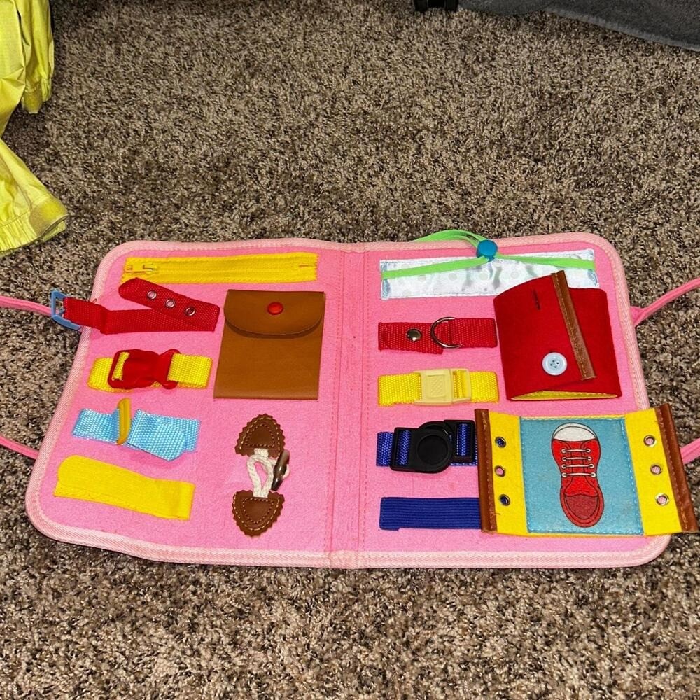 Unbranded Pink Montessori Basic Life Skills Busy Board Book