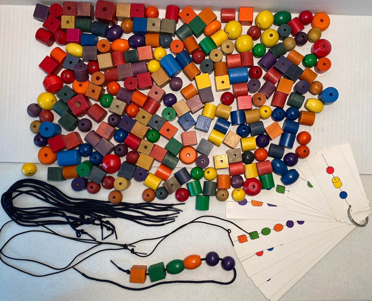 Learning Beads Laces Cards Attribute Many Colors Shapes Educational Homeschool