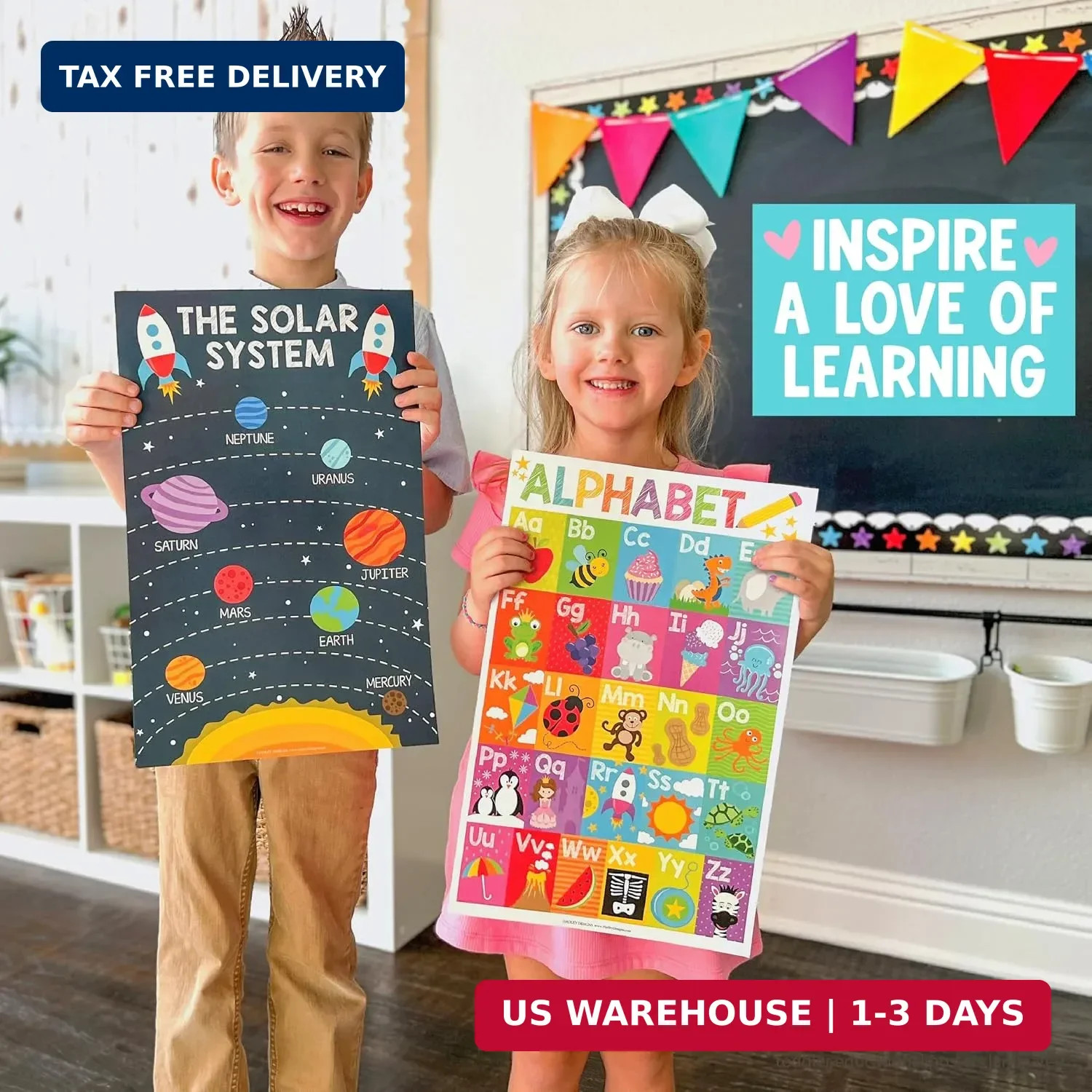 Hadley Designs 16 Educational Posters for Classroom Must Haves – Laminated Pre-K