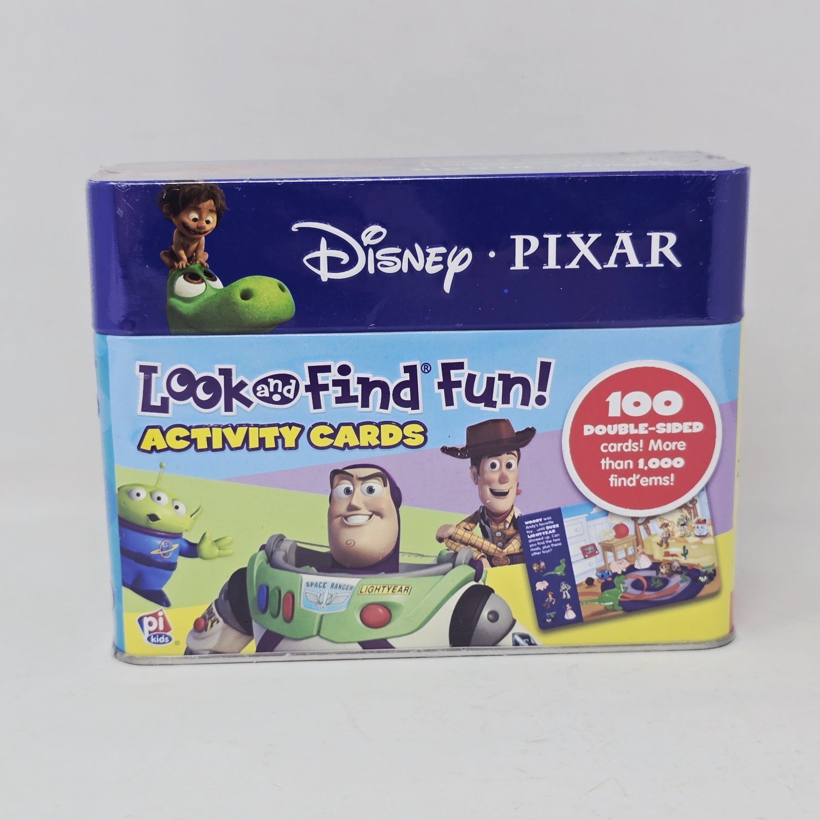 Disney Pixar Look and Find Activity Cards Metal Tin VG Kids Card Game New