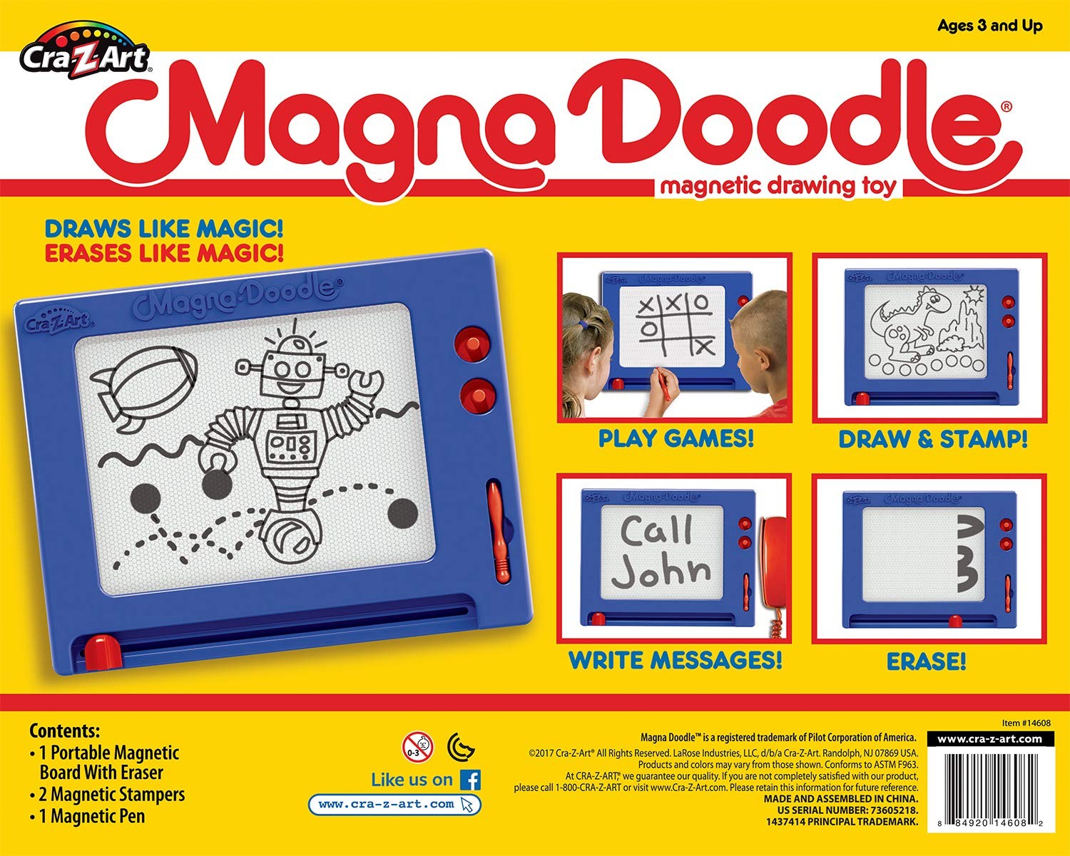 Pizarra De Dibujo Magnetica Retro Magna Doodle Para Ninos De 3 Anos En Adela…