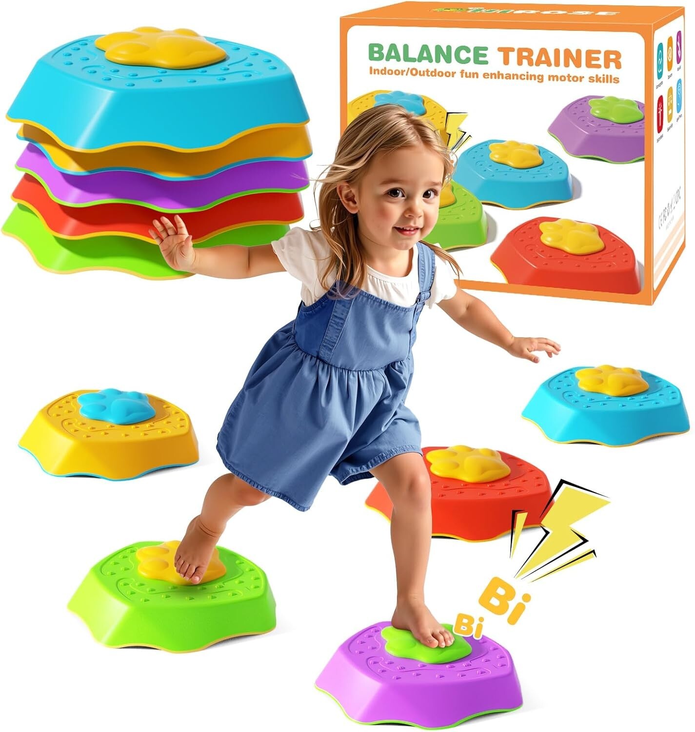 Voiced Stepping Stones for Kids, 5pcs Durable Non-Slip Balance Stones, Promoting
