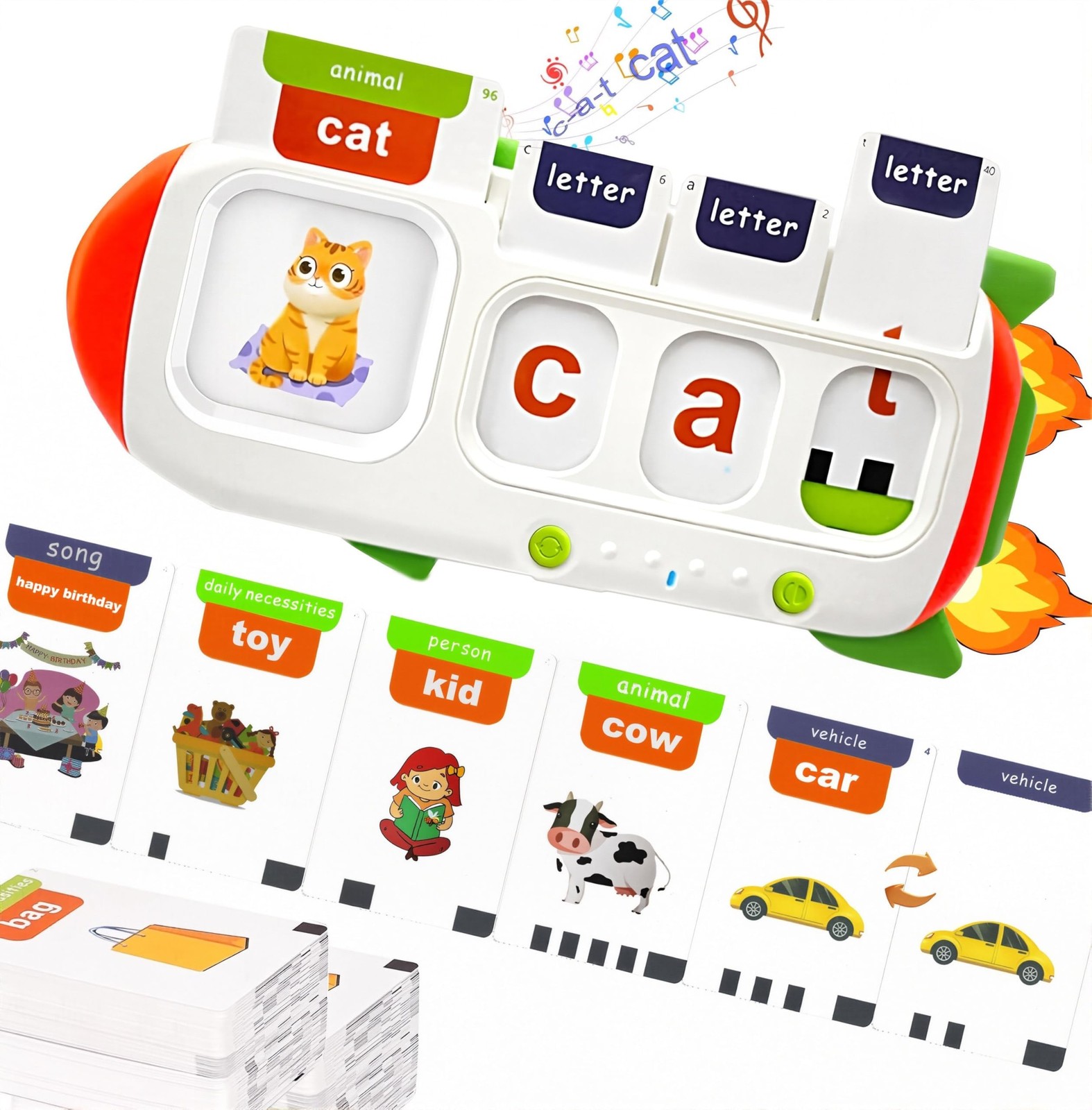Talking Flash Cards for Toddlers 2 3 4 5 6 7 8,CVC Word Spelling & Talking ABC F