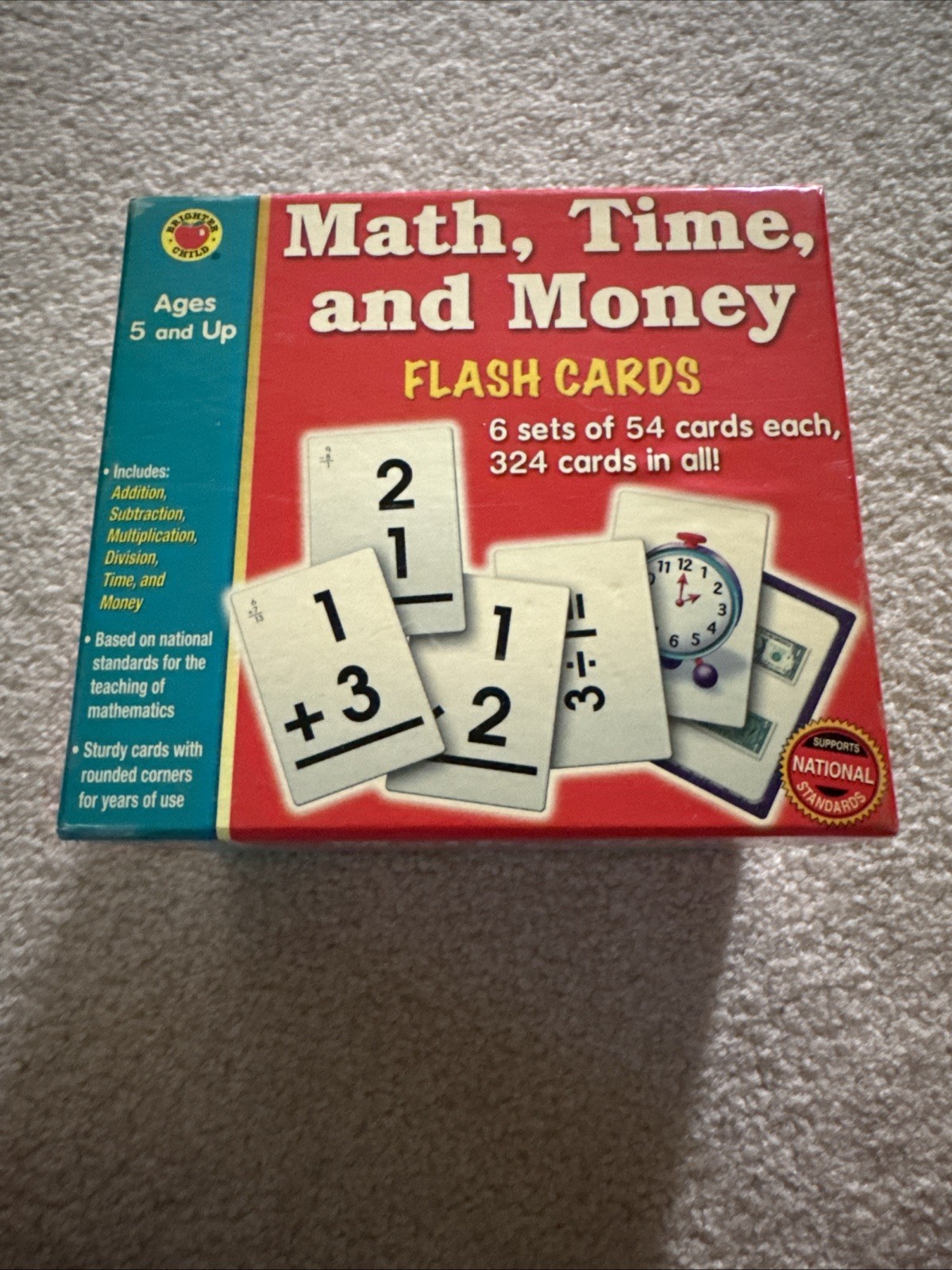 Math Time And Money & Telling Time Flash Cards 6 Sets Of 54 Cards Each Learning