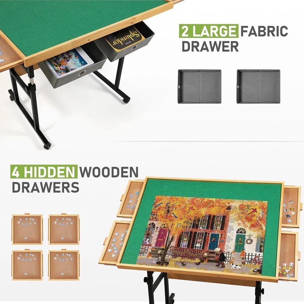 Puzzle Table with Wheels, for 1500 Pieces with Drawers and Cover, 34.25″ x 25.2″
