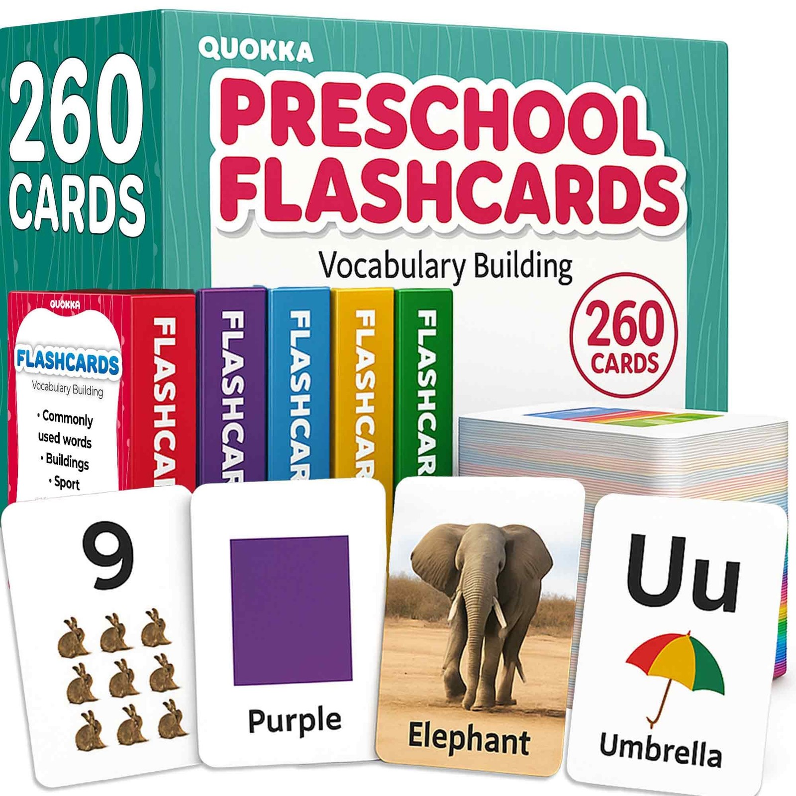 260 Flash Cards for Ages 3-5 with Realistic Images – Pre K Flash Cards Age 4-…