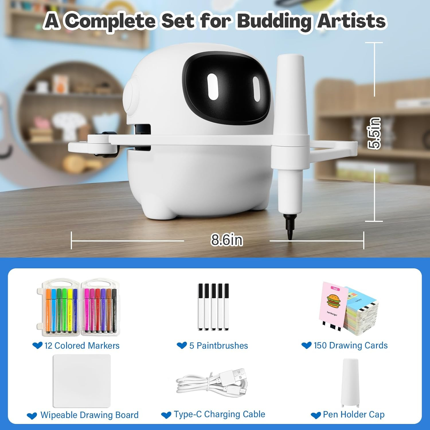 RIVGOT Drawing Robot for Kids with 150 Cards, Voice Interactive Educational Draw
