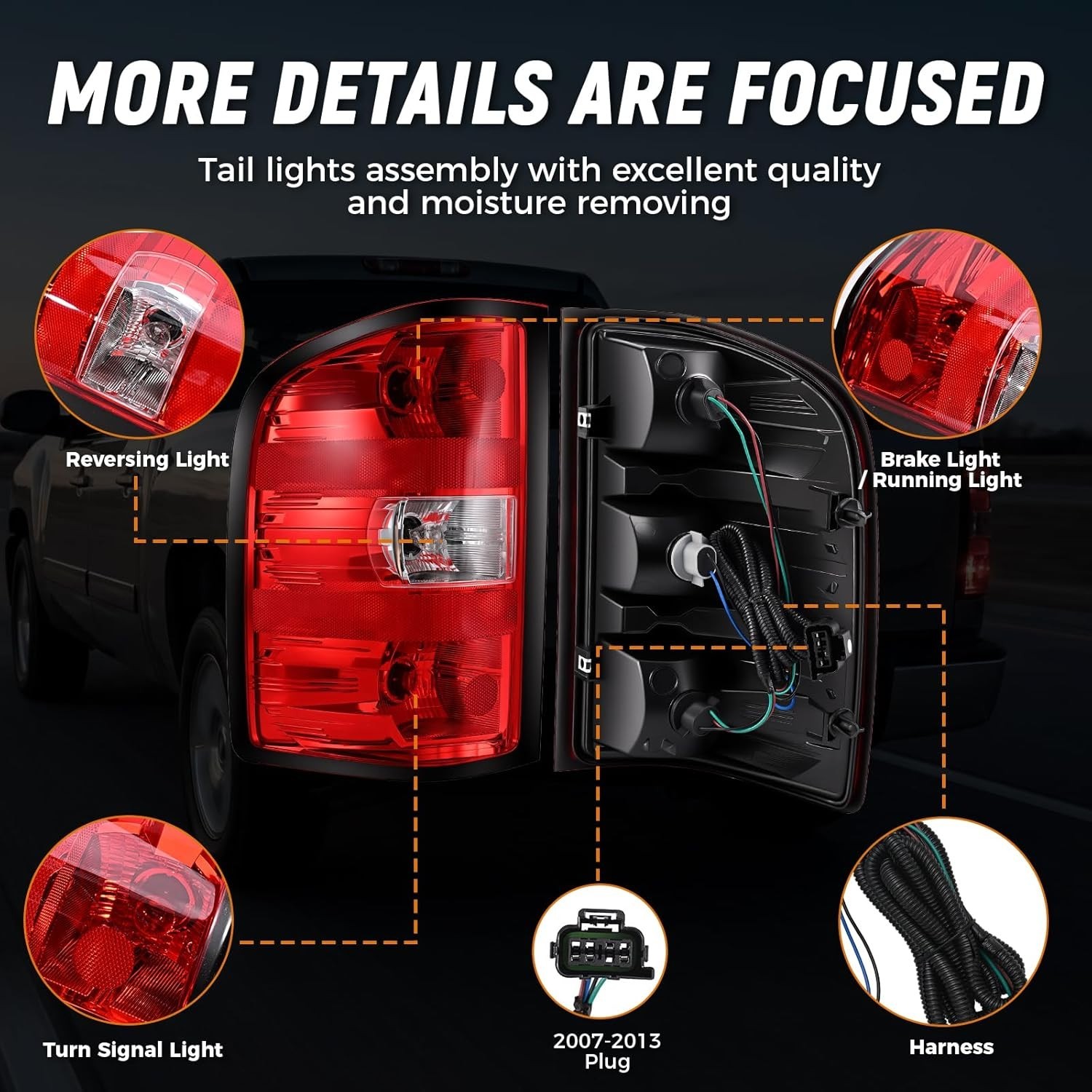 Left Tail Lights Assembly for Chevy Silverado 1500 2500HD 3500HD 2007-2013 Rear
