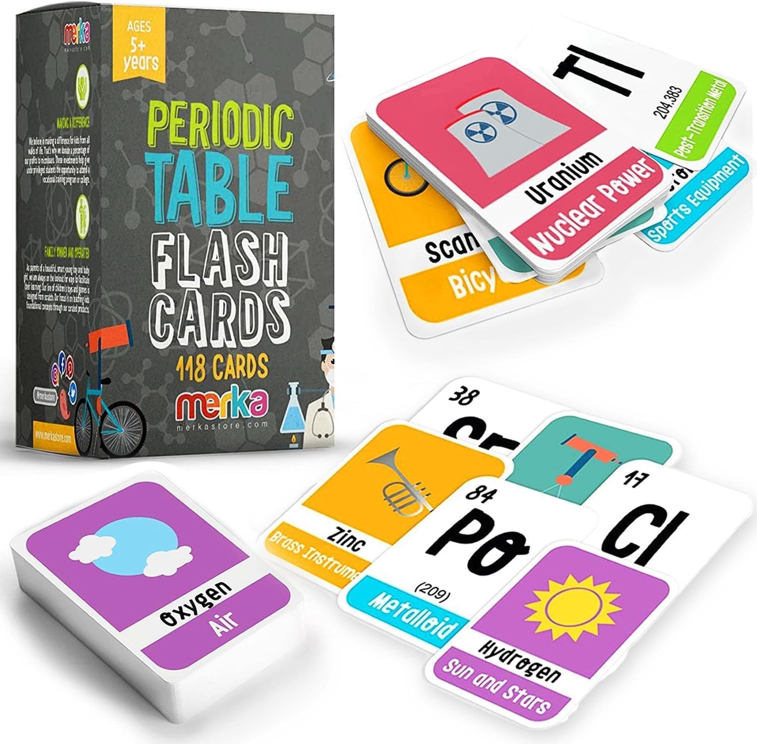 118 Laminated Multicolor Periodic Table Flashcards – Fun Chemistry Tool for Kids