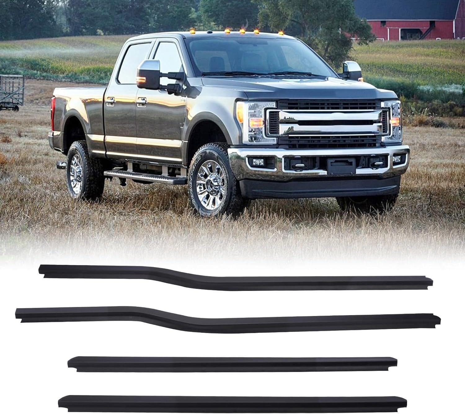 4Pcs Car Window Moulding Trim Seal Belt Weatherstrip Comptabile with F250 F350