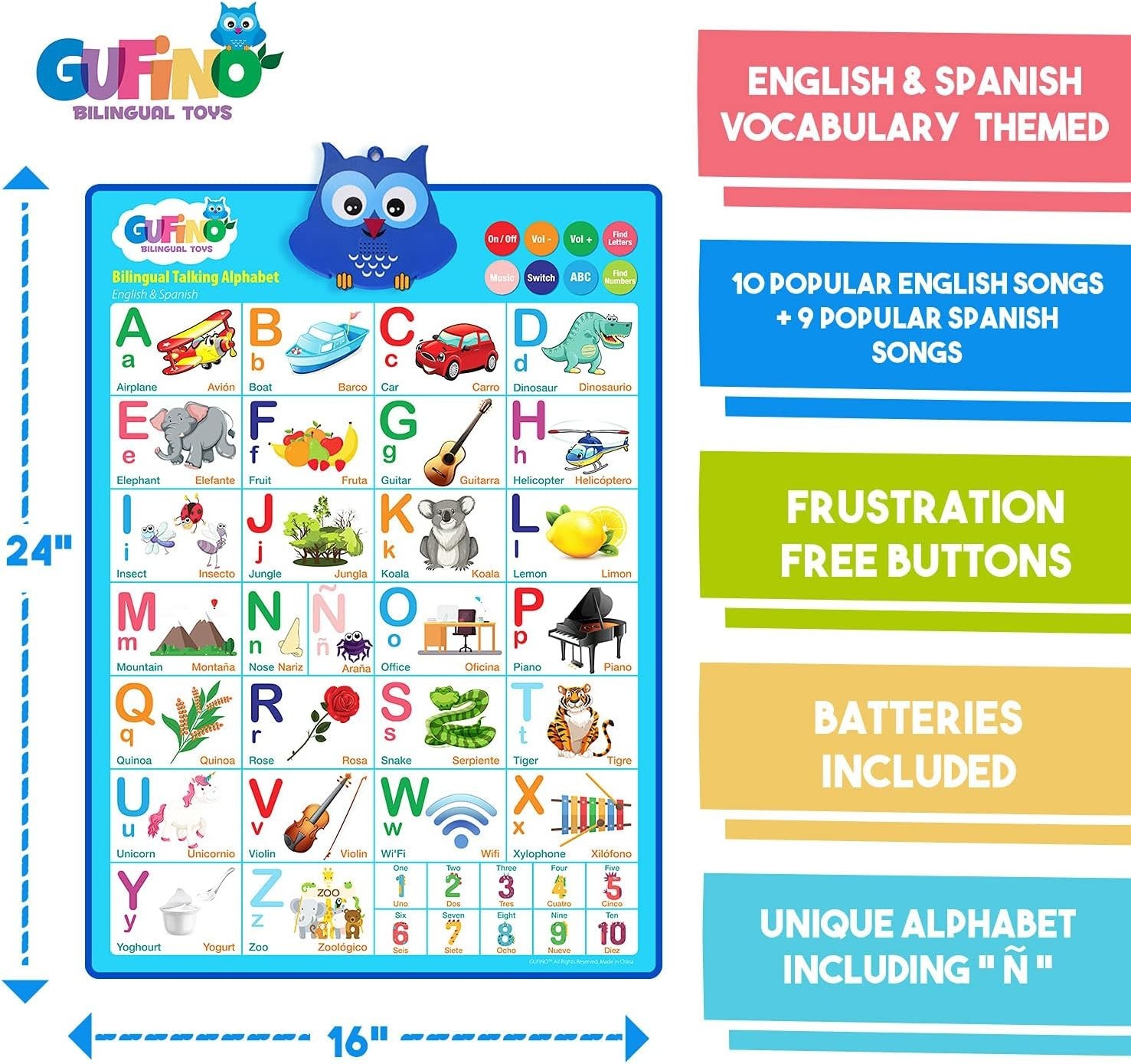 Toddler Bilingual ABC Learning Chart with Touch Buttons – Fun and Engaging