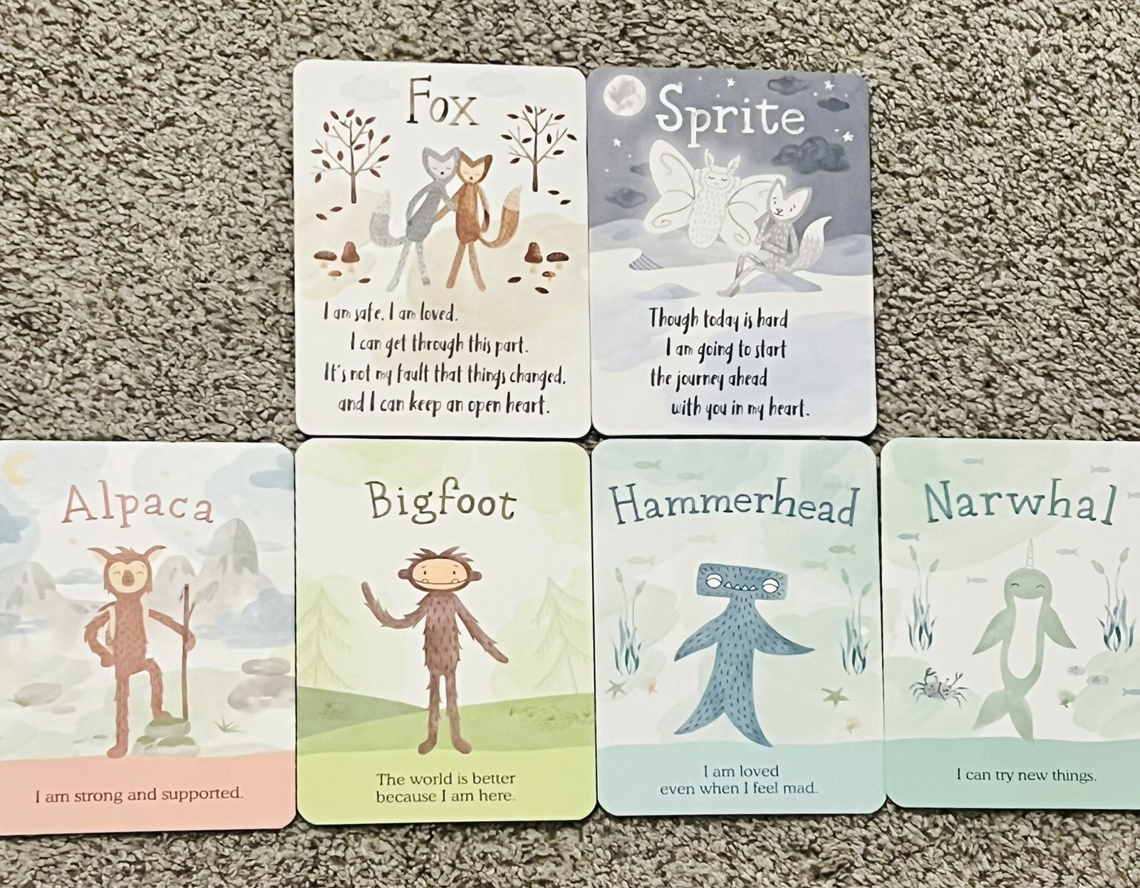 Slumberkins Affirmation Board Cards Lot Bigfoot Narwhal Hammerhead Fox Alpaca