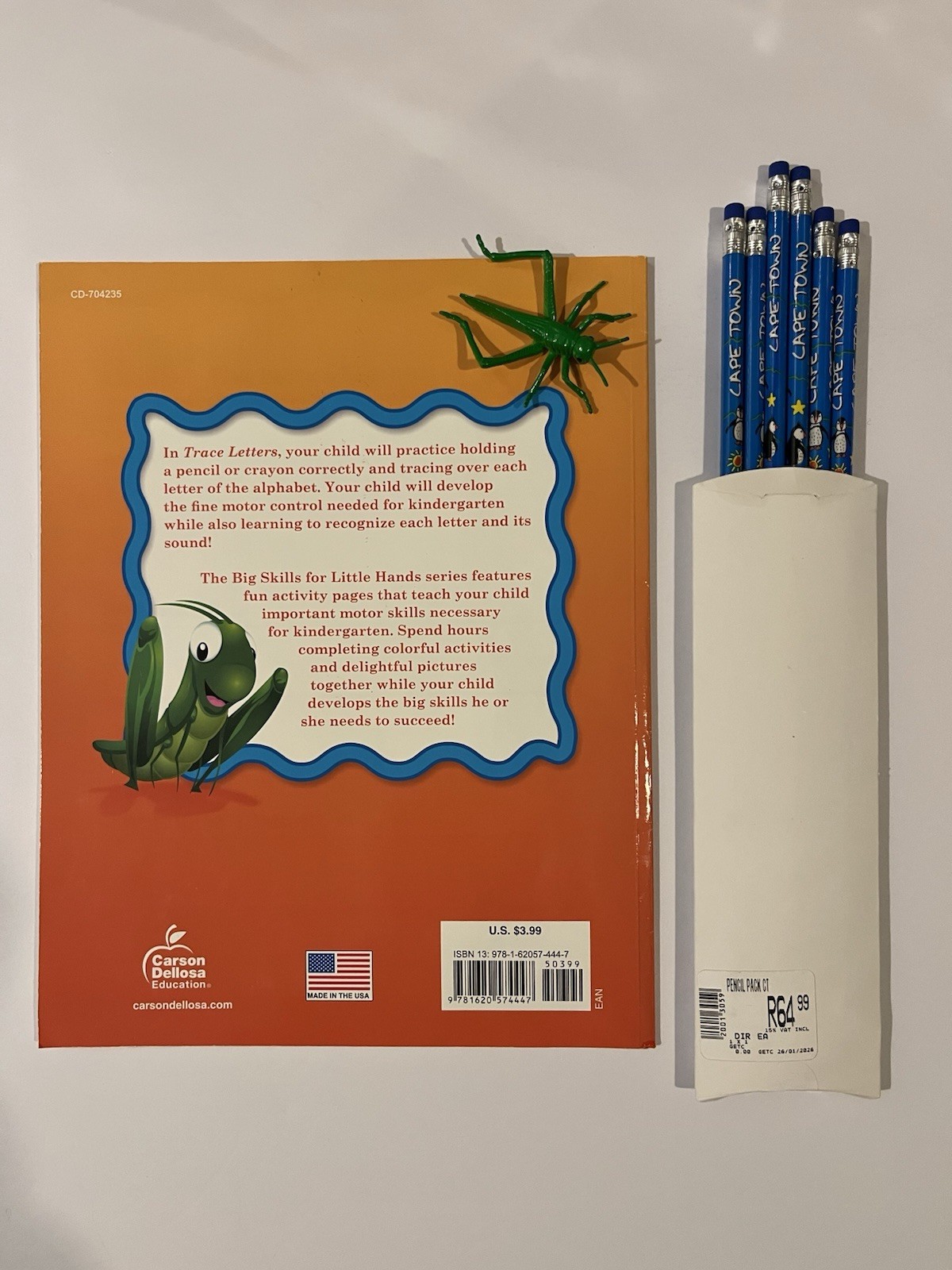 Big Skills for Little Hands TRACE LETTERS Workbook ‘Cape Town’ Pencils & Toy NEW
