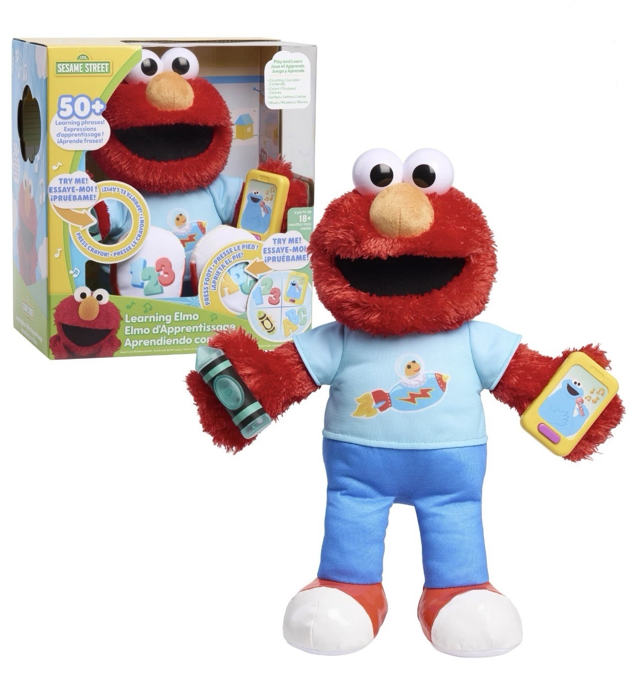 Sesame Street Learning Elmo Plush Toy (50 + Learning phrases ) (18+ Months )