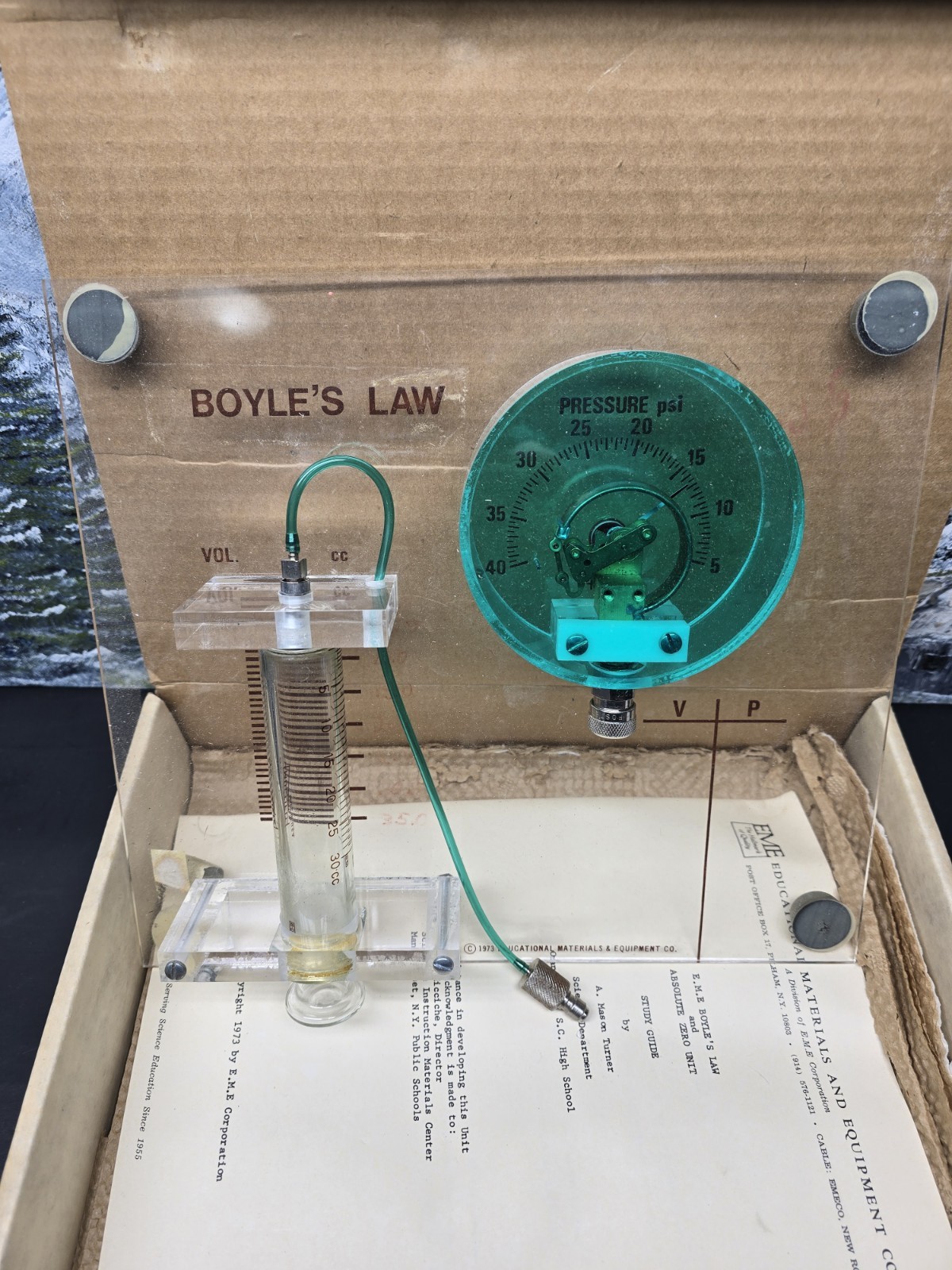 Boyle’s Law Apparatus 1973 EDUCATIONAL DEMONSTRATION SET Physic chemistry