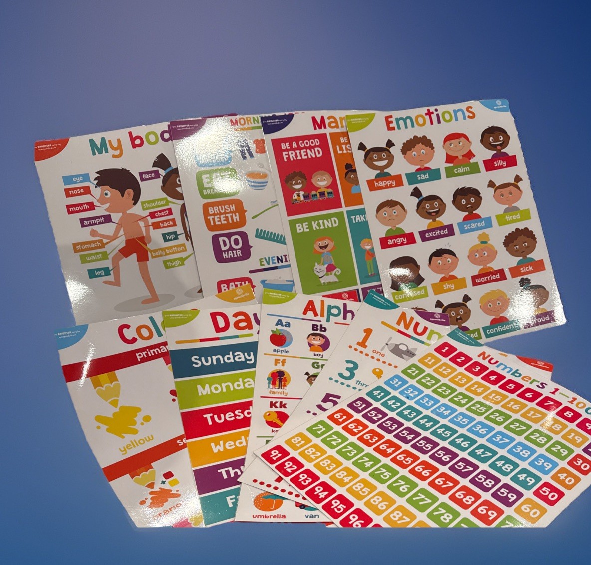 Educational Posters for Preschool Homeschool – Waterproof & Durable