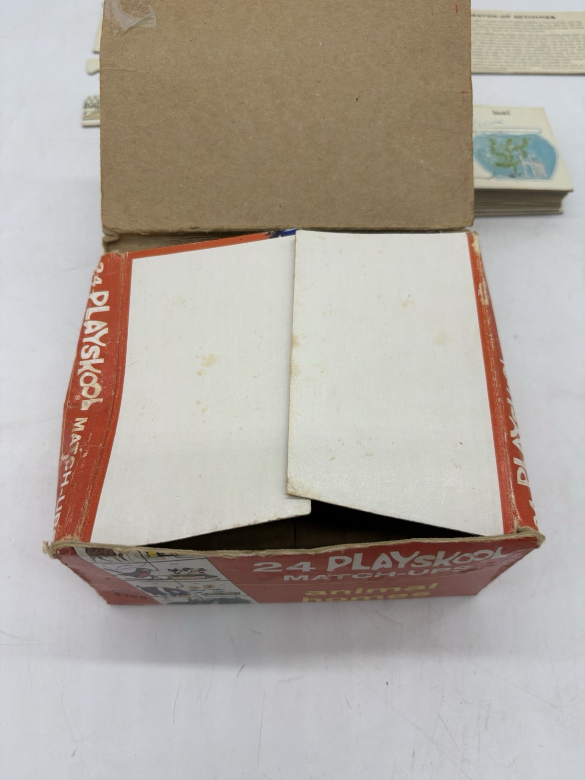 Vintage 1964 Playskool Match-Ups Puzzle Card Games Animal Homes 94% Complete