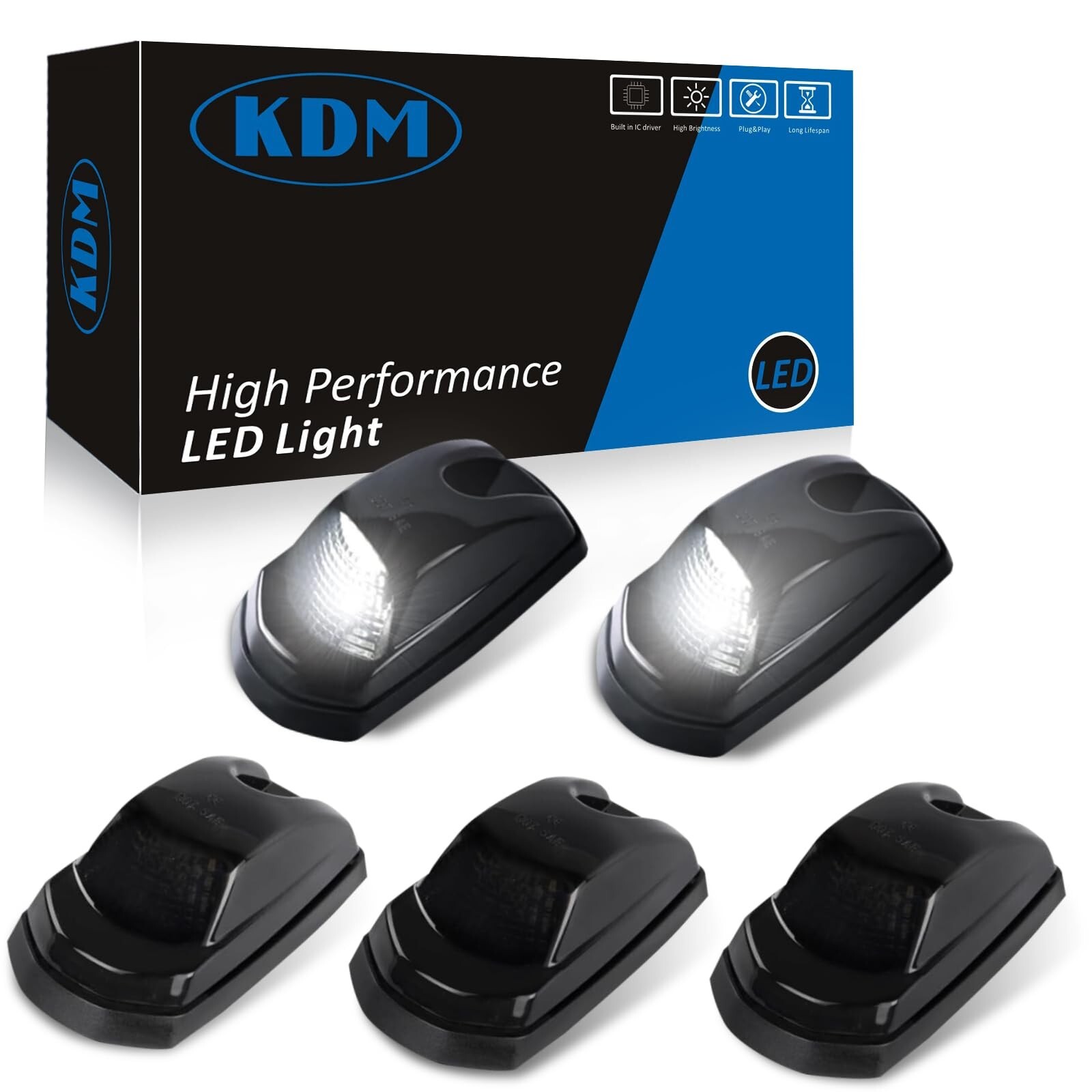 KDM Smoked Lens Led Cab Roof Top Marker Lights assembly Fit for 2017-2024 For…