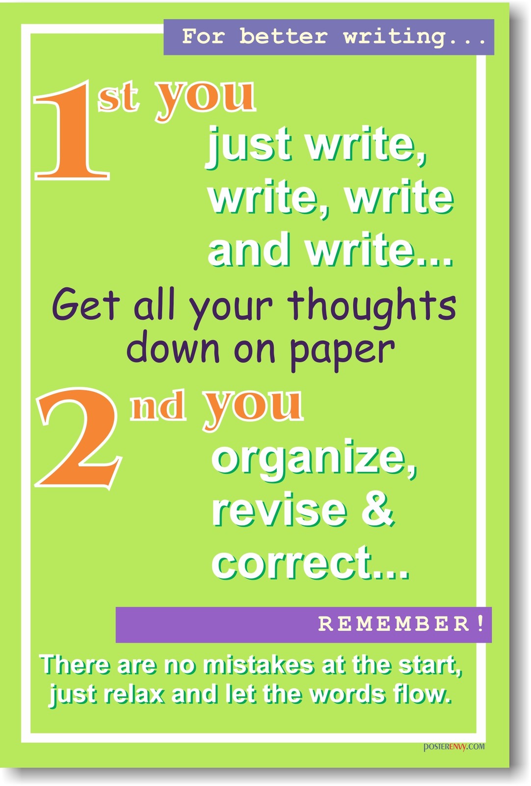 For Better Writing – Language Arts Classroom School English POSTER