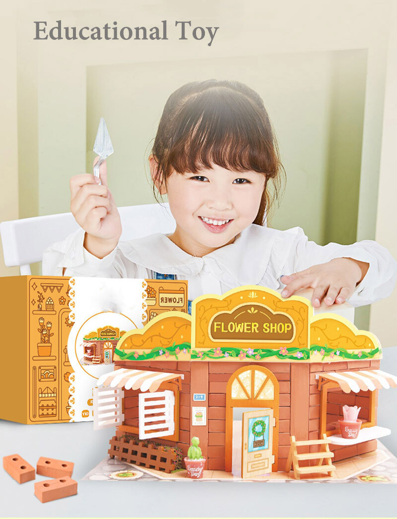 Villa Building Block Sets Bricks DIY Model Miniature Dollhouse Reuseable Toys AU