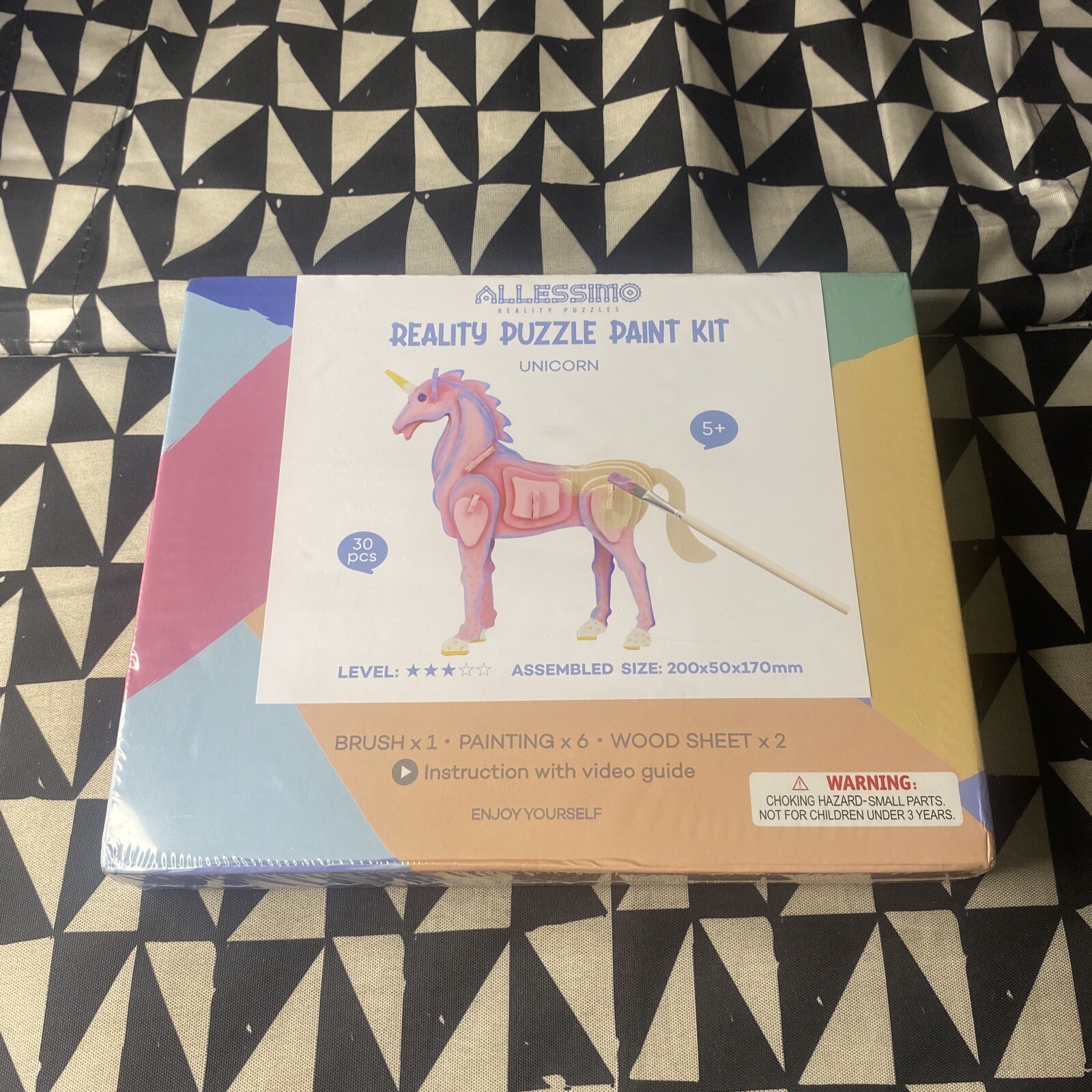 Allessimo Reality Puzzle Paint Kit – Wooden Unicorn – 30pcs Model Paint Kit New