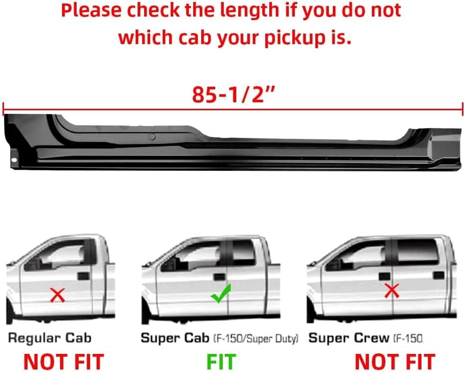 09-14 Ford F150 Super Cab Rocker Panel Extended Cab 85.5″ Guard Plates Pair