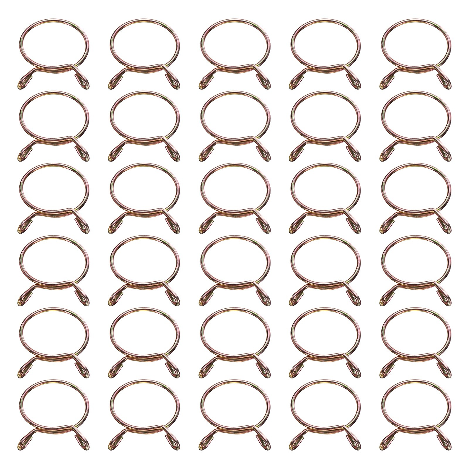 30Pcs 31mm ID 34.5mm OD Fuel Line Hose Clips 65Mn Spring Clips Clamps Gold
