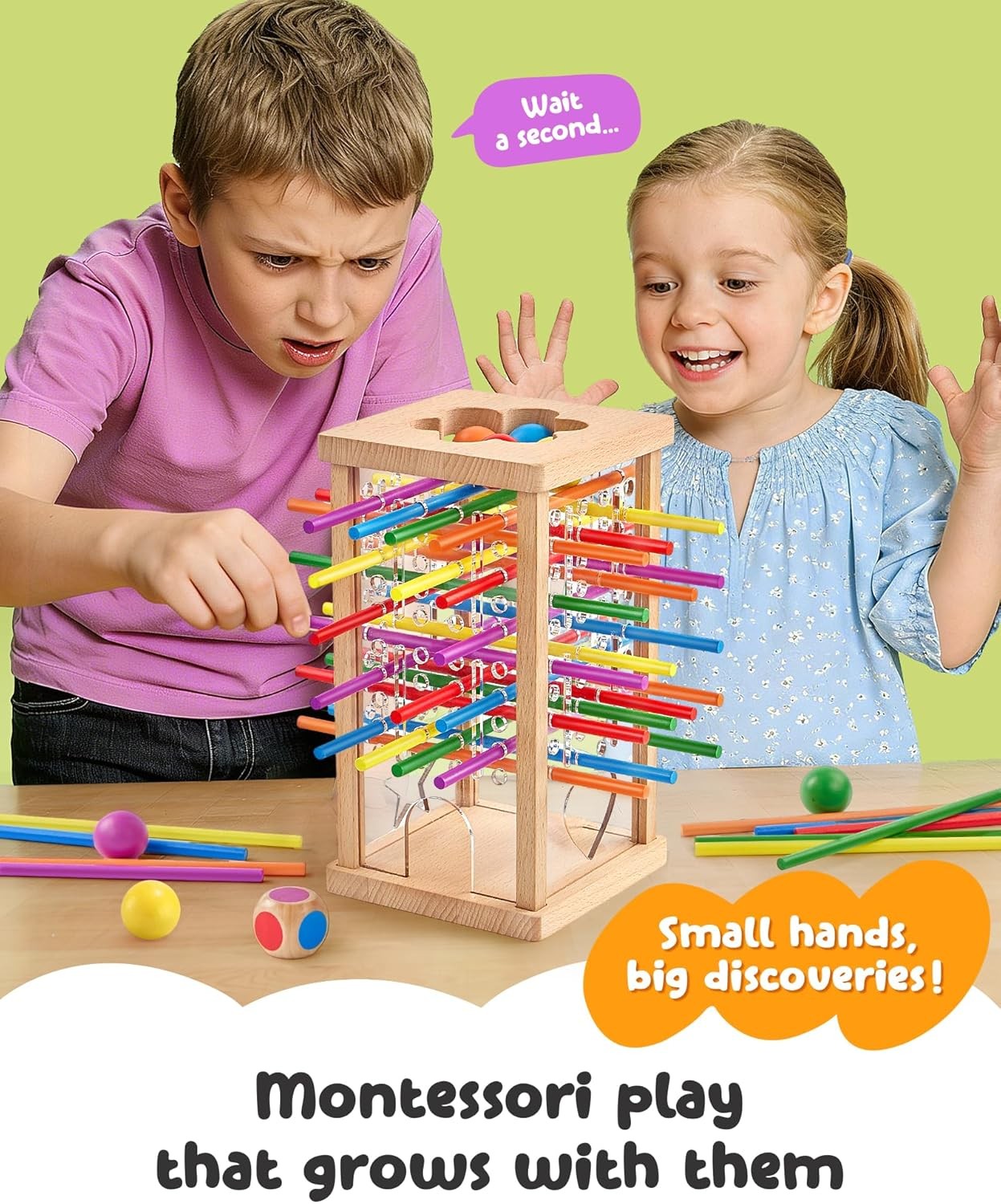 Montessori Wooden Board Game 42 Colorful Sticks
