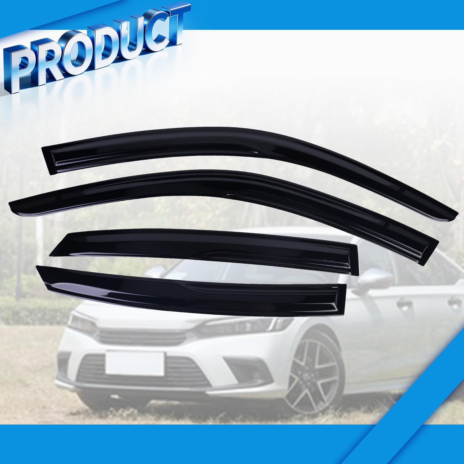 Window Visors Rain Guards for 2022 2023 2024 2025 2026 Honda Civic, Out-Channel
