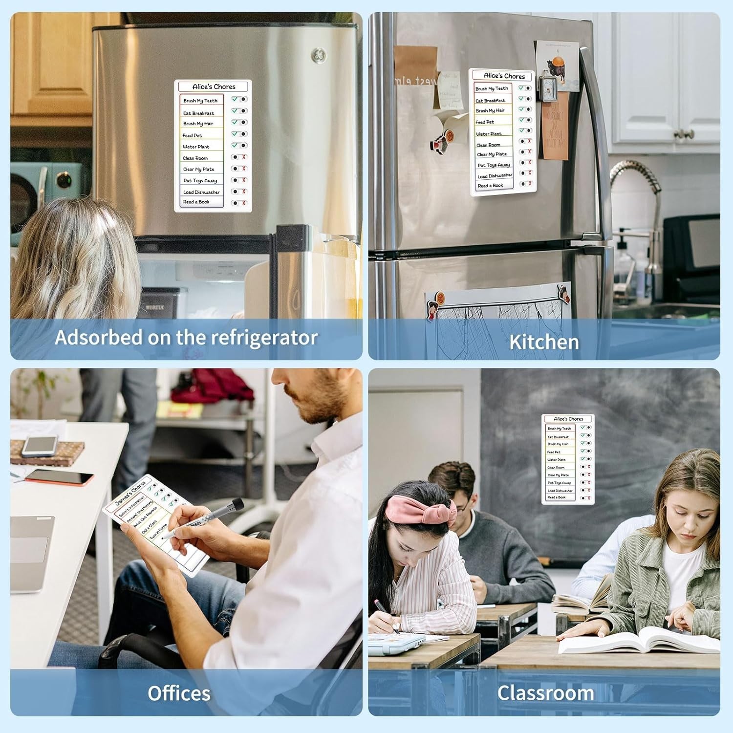 4-Pack Kids Routine Charts – Magnetic Dry Erase Chore Lists for ADHD Support