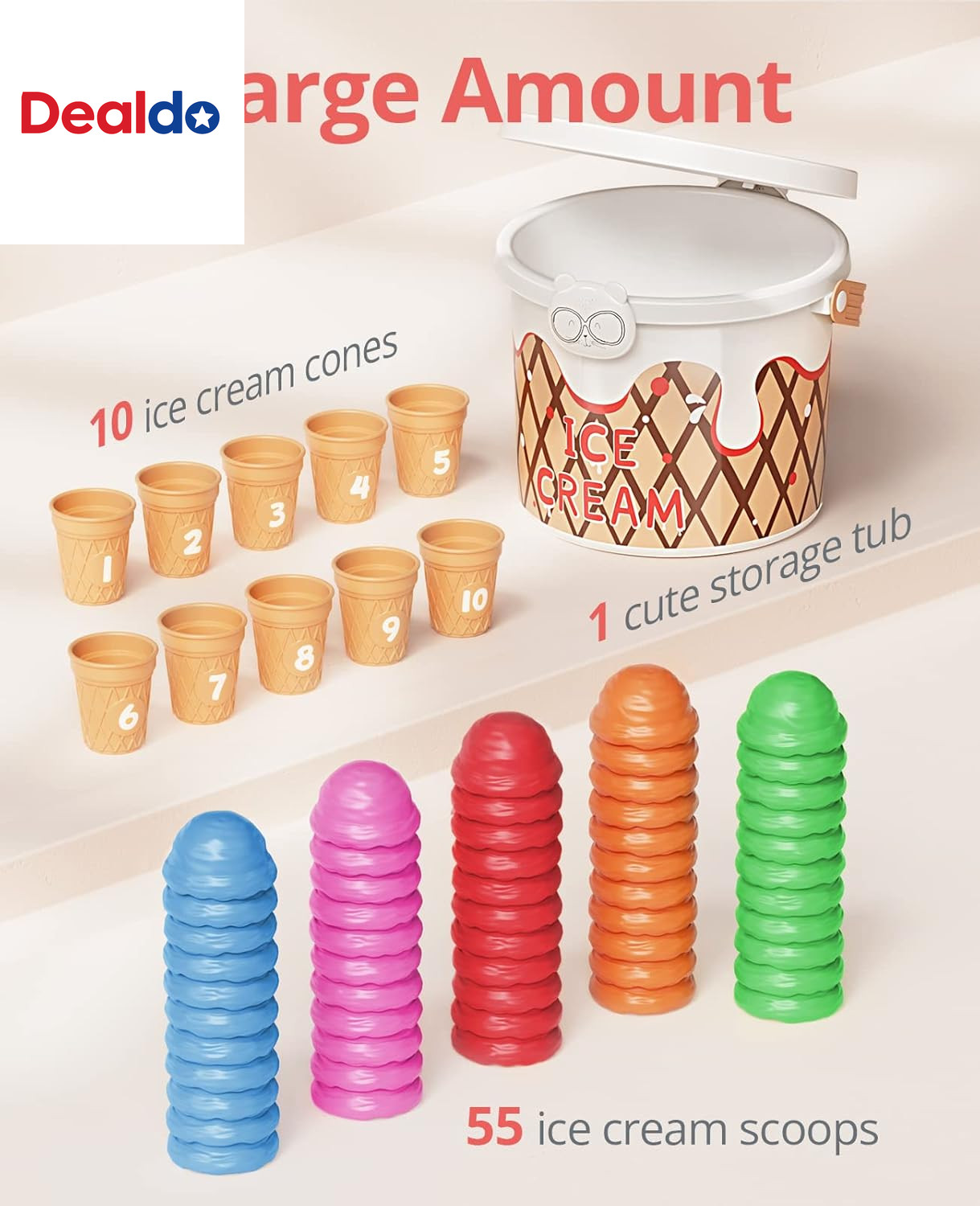 Ice Cream Preschool Learning Activities Counting and Color Sorting Set Stacking