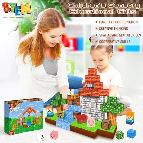 Goody King Magnetic Blocks |100PCS Magnetic Building Cube Game, Constructions…
