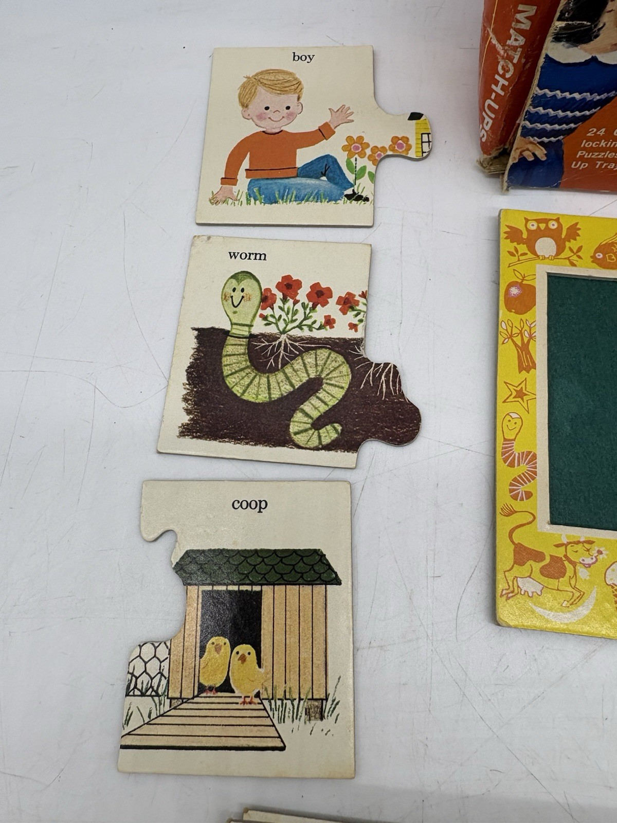 Vintage 1964 Playskool Match-Ups Puzzle Card Games Animal Homes 94% Complete
