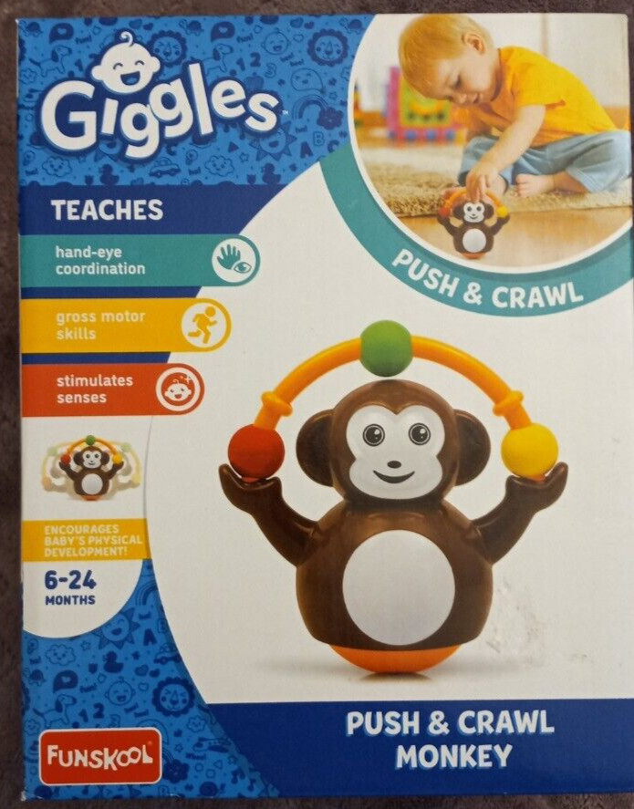 Funskool Giggles Push N Crawl Monkey, Tummy Time Activity Toy (6 Months & Above)