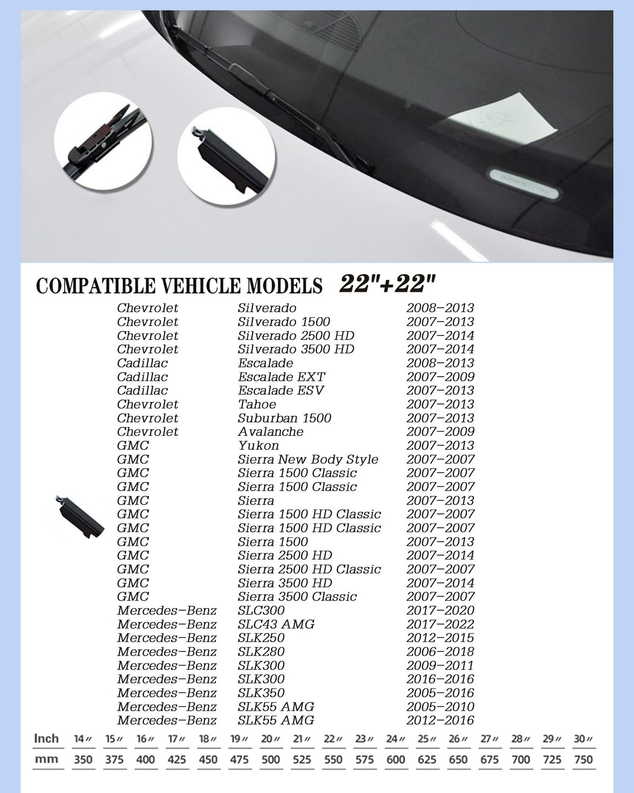 2 Factory Wiper Blades Replacement for 2007 2008 2009 2010 2011 2012 2013 Cad…
