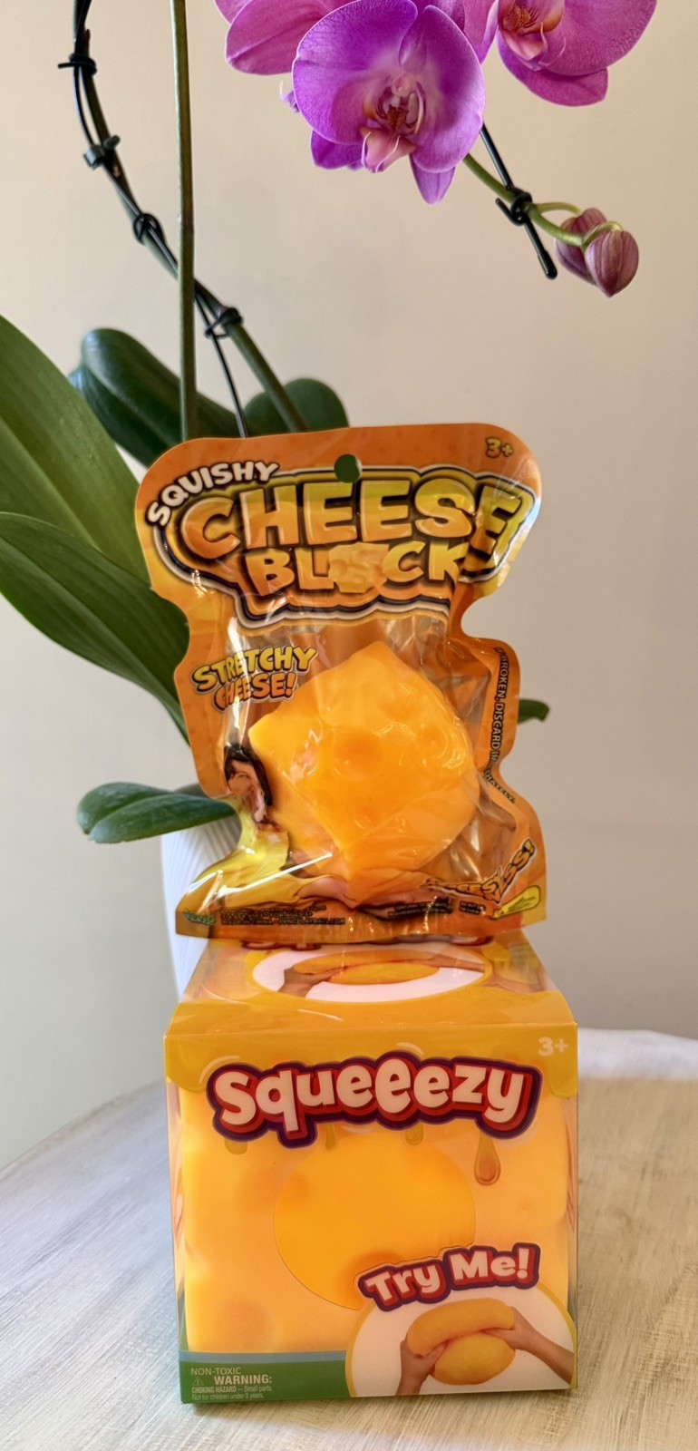 LOT of 2- 1 Squeeezy & 1 Squishy block Cheese- Tiktok Viral Squeeze Toy🔥