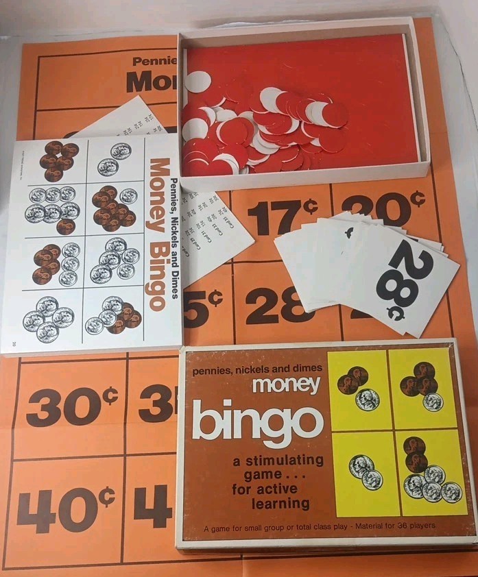 Vintage Money Bingo Game Preowned 1977 Trend Home School educational Party Fun