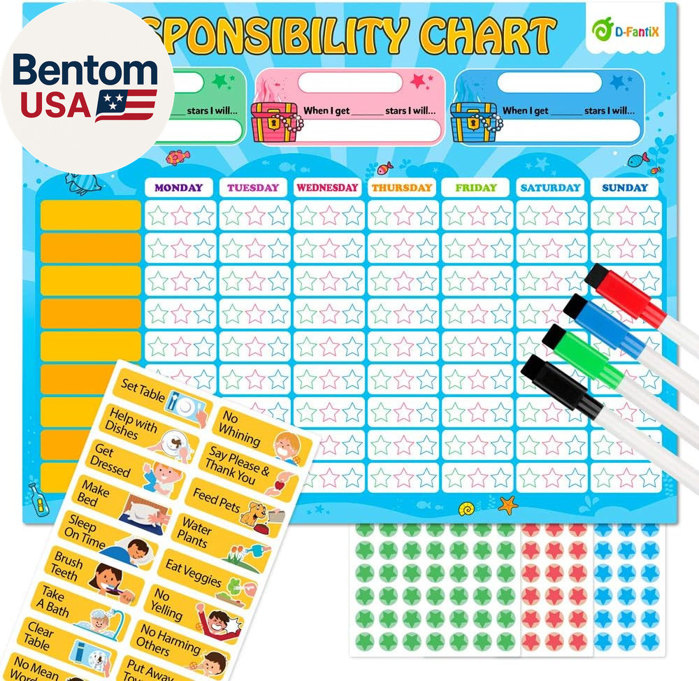 Magnetic Responsibility Chart, Chore Chart for Multiple Kids, My Star Reward Cha