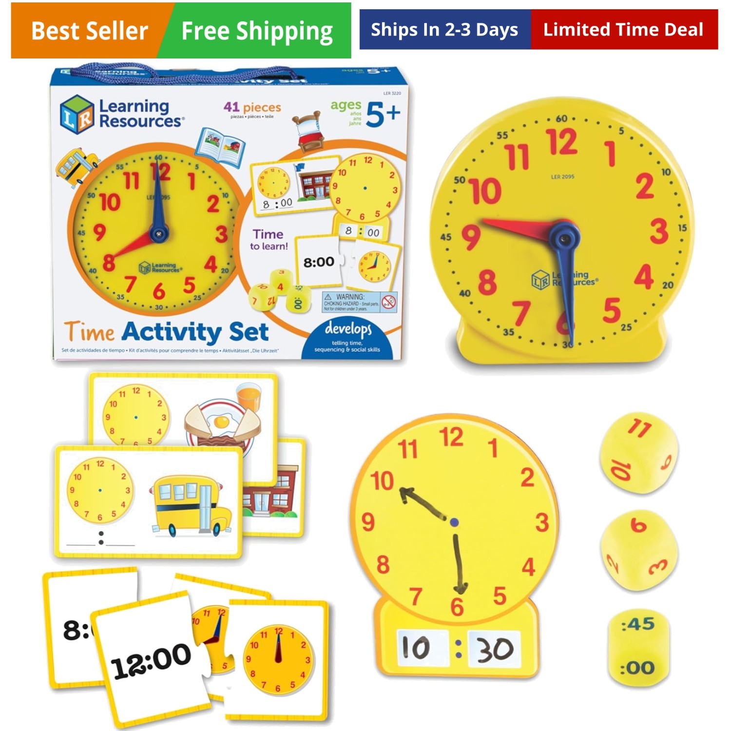 Time Activity Set – Teaching Clocks for Kids, Teacher Classroom Must Haves, E…