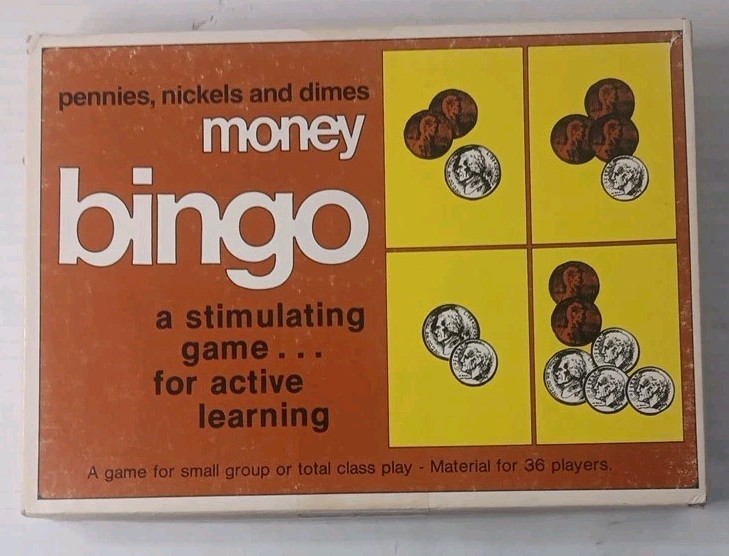 Vintage Money Bingo Game Preowned 1977 Trend Home School educational Party Fun