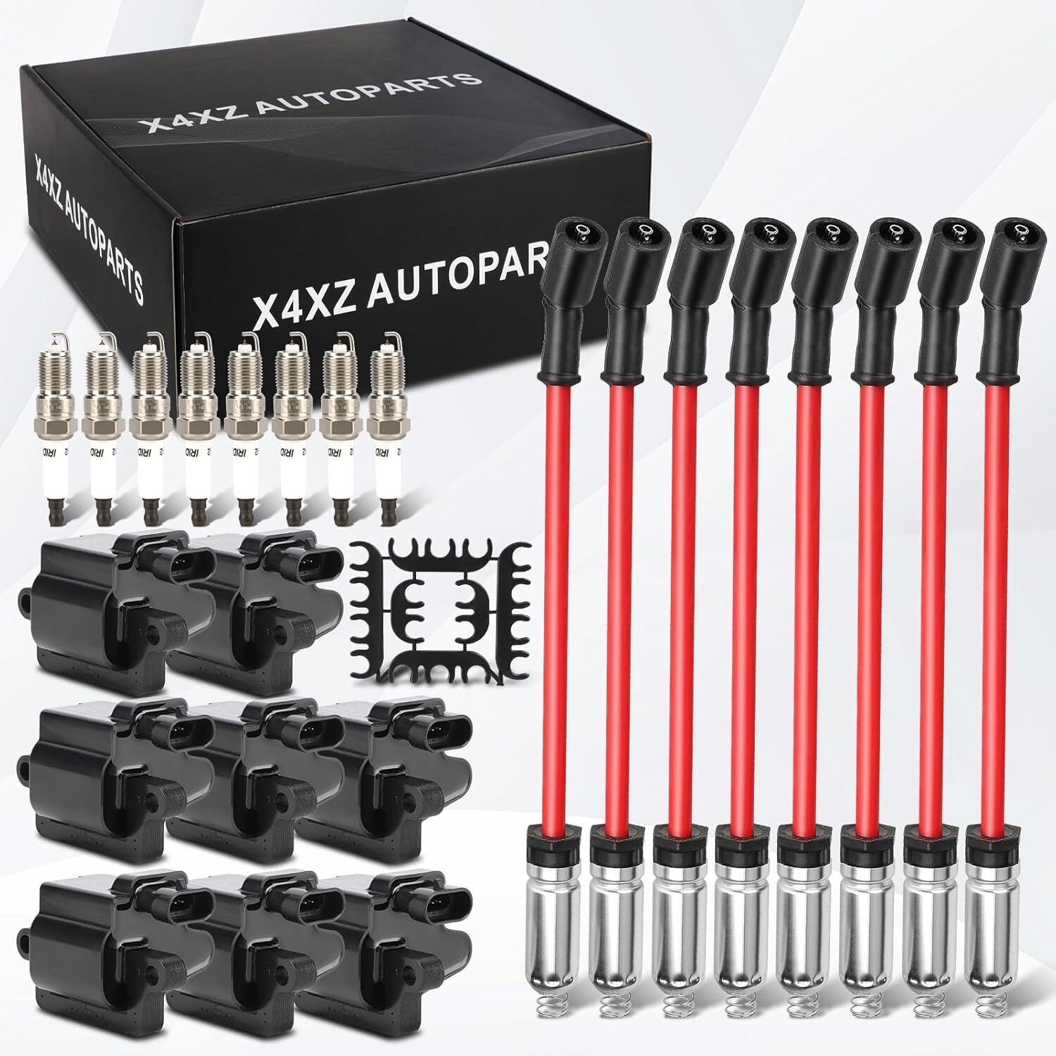 UF271 Ignition Coils Pack & Double Iridium Spark Plugs & 10.2MM Spark Plug Wires
