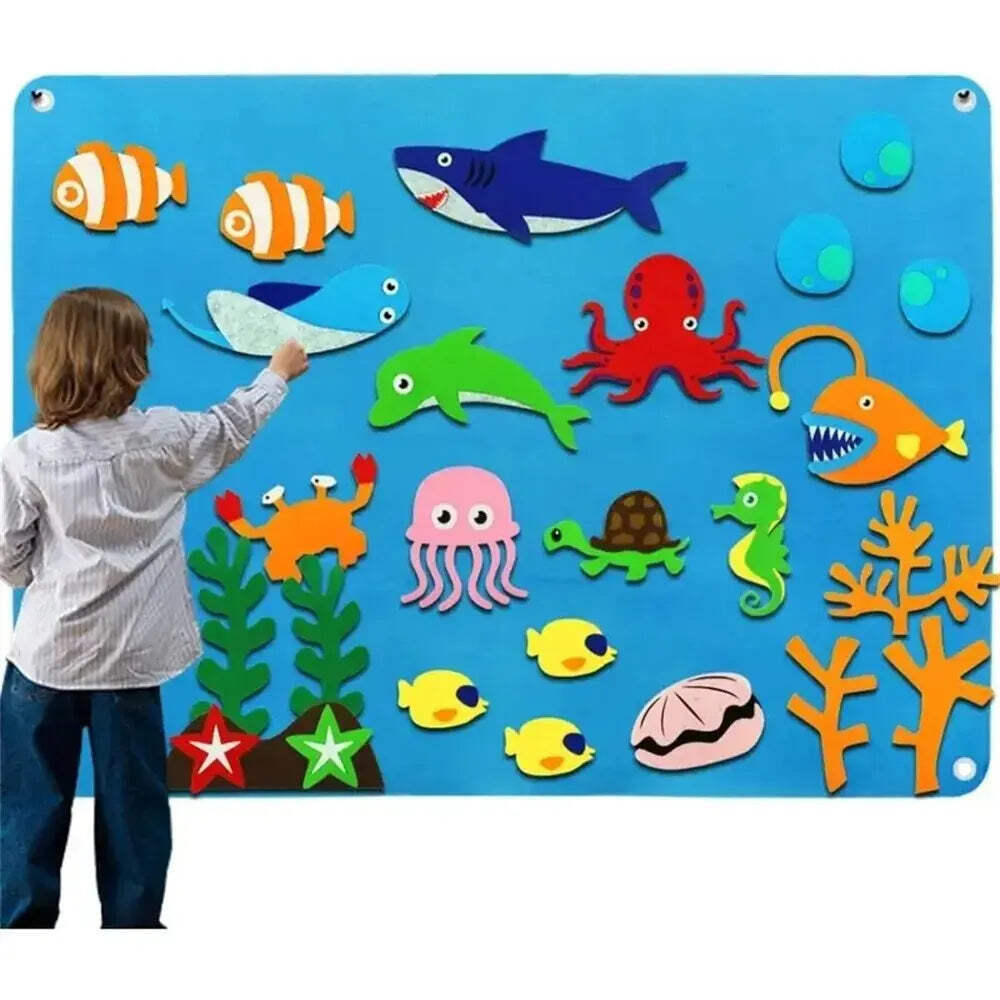 Felt Board Stories Set Montessori Ocean Farm Animal Family Interactive Preschool