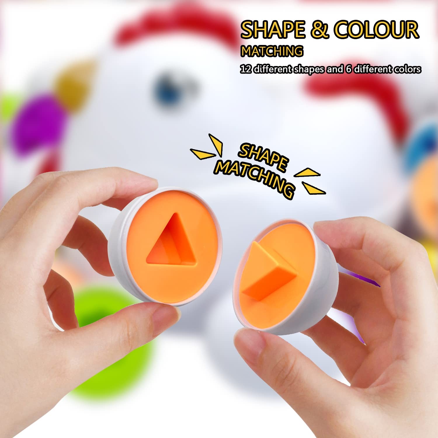 Easter Matching Eggs Toddler Toy with Push & Pull Medium, [Multiple Colors]