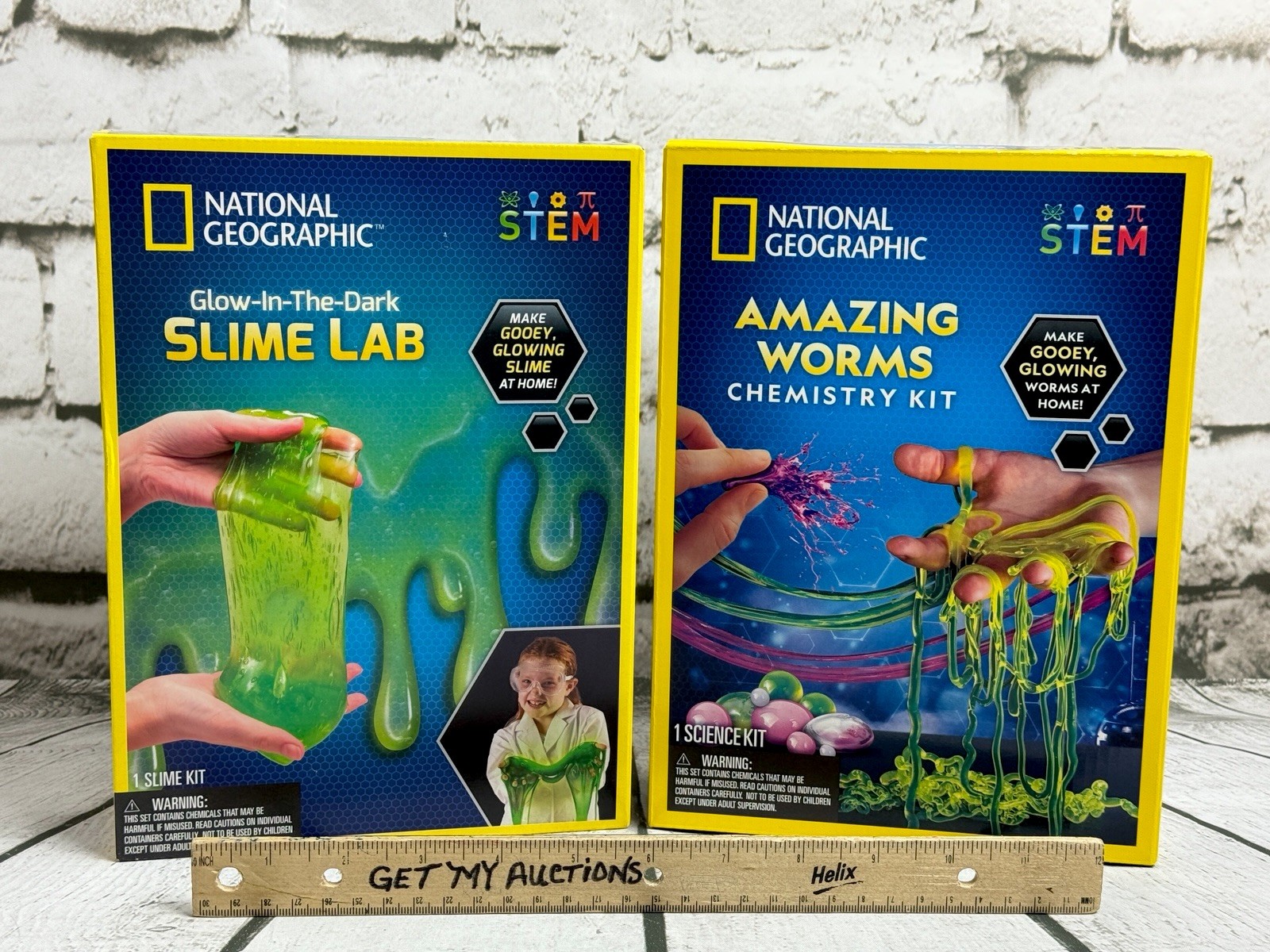 National Geographic STEM GLOW IN DARK Slime Lab~ Amazing Worms Chemistry Kit LOT
